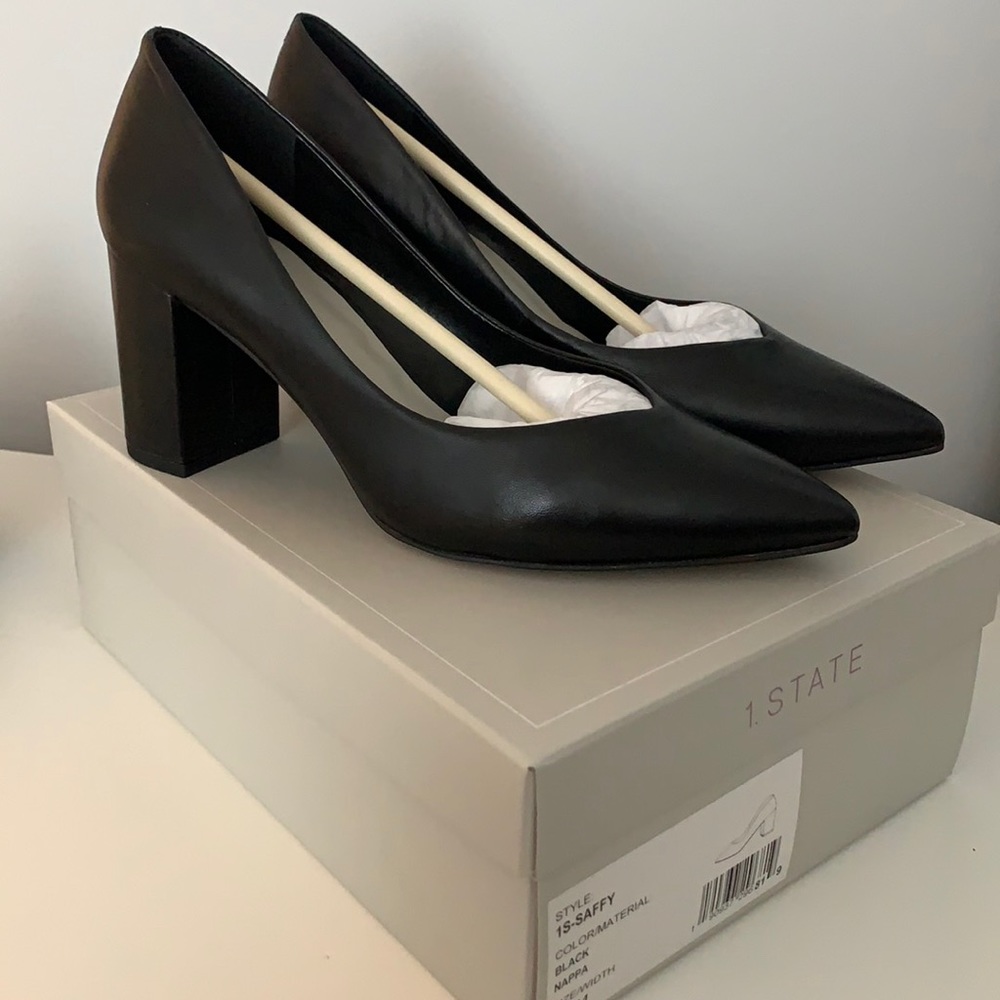 Black leather heels